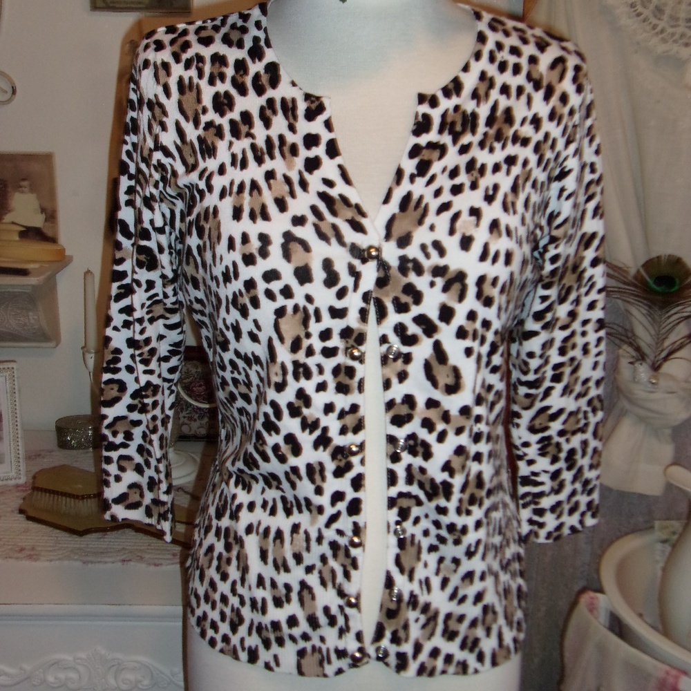White House Black Market Leopard Print Sweater